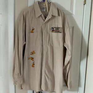 VINTAGE DISNEY STORE MICKEY PLAYFUL PLUTO THICK COTTON LONG SLEEVE SHIRT SIZE L
